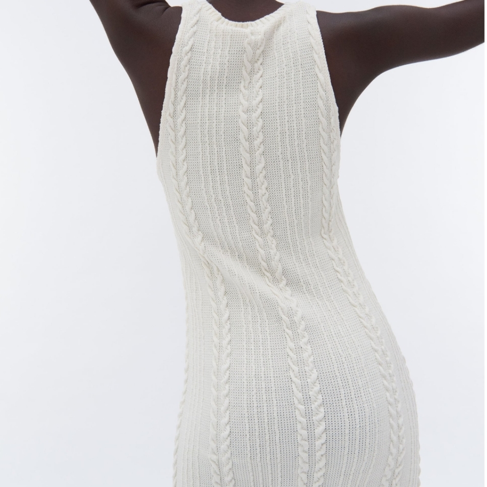 ZARA CABLE KNIT SWEATER DRESS - Picture 5 of 6